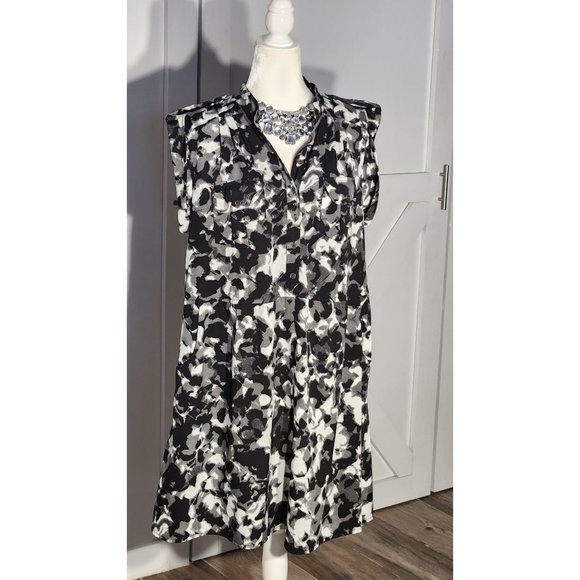 DOTS DRESS COLOR BLACK SLEEVELESS POLYESTER  SIZE 1X - Picture 1 of 7